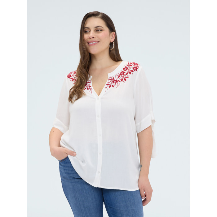 Fiorella Rubino - Blusa con bordados florales - Blanco