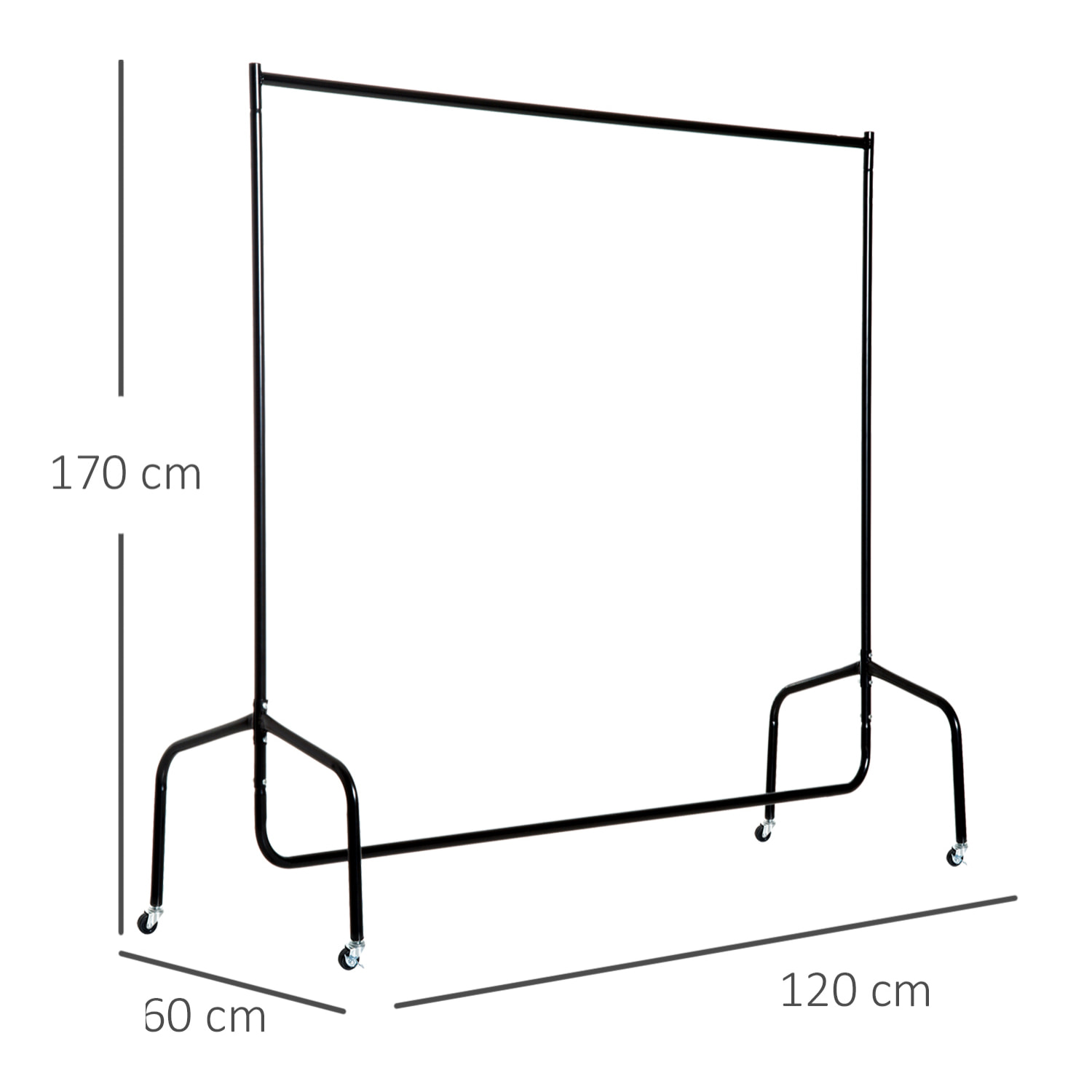 Portant tringle à vêtements acier charge max. 140 Kg dim. 120L x 60l x 170H cm noir