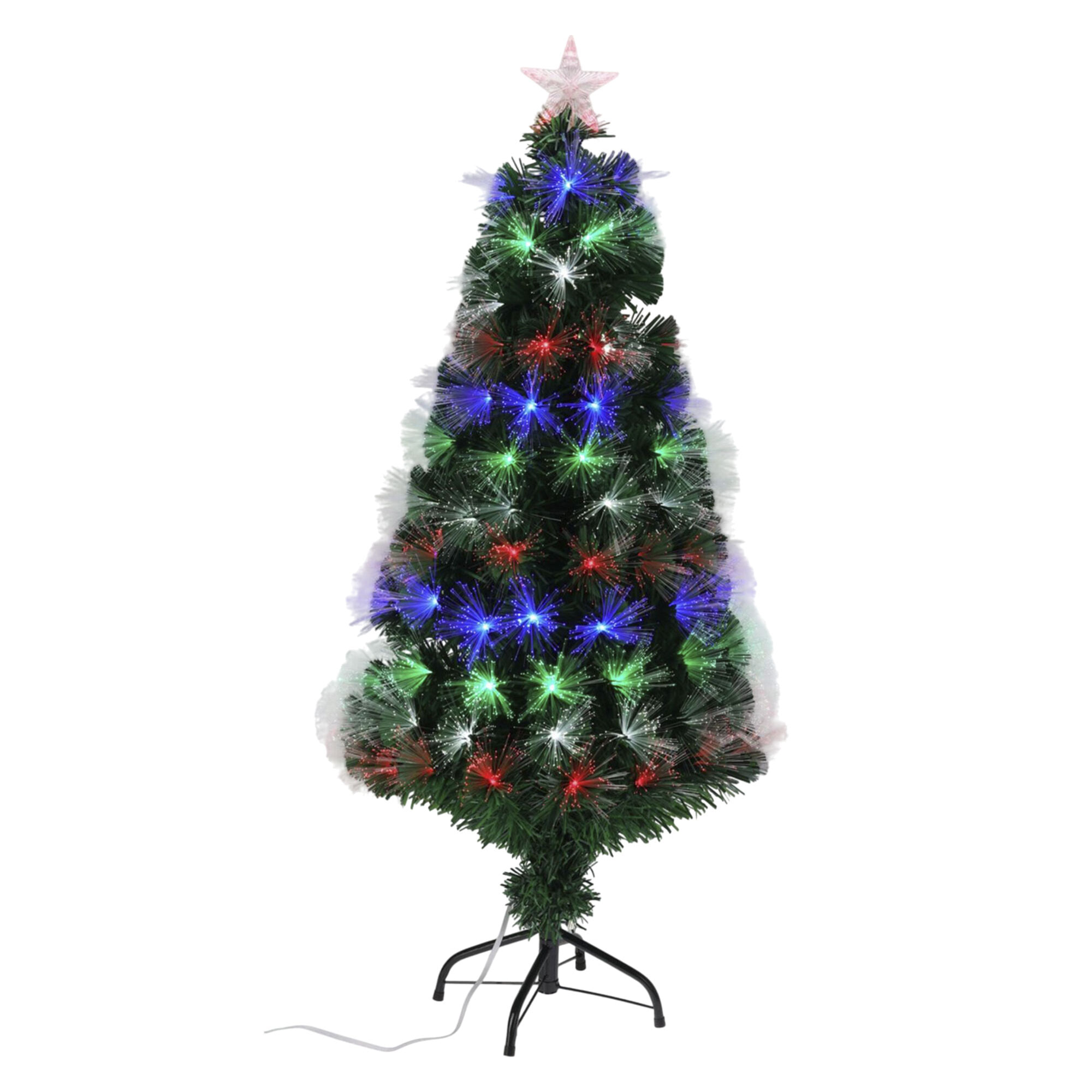 Árbol de navidad de fibra óptica con 135 luces led multicolor con estrella 58x58x120cm