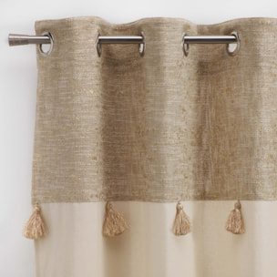 Rideau bohème parement doré ou argenté - Naturel