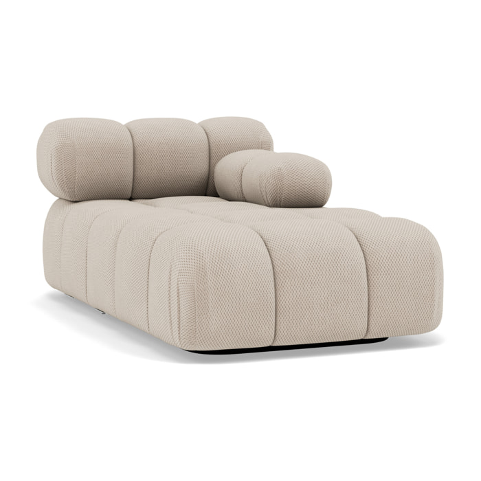 Ruby - module d'assise méridienne droite en velours texturé - Beige
