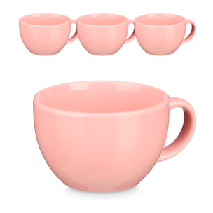 Set di 4 ciotole rosa in porcellana. Capacità di 480 ml.