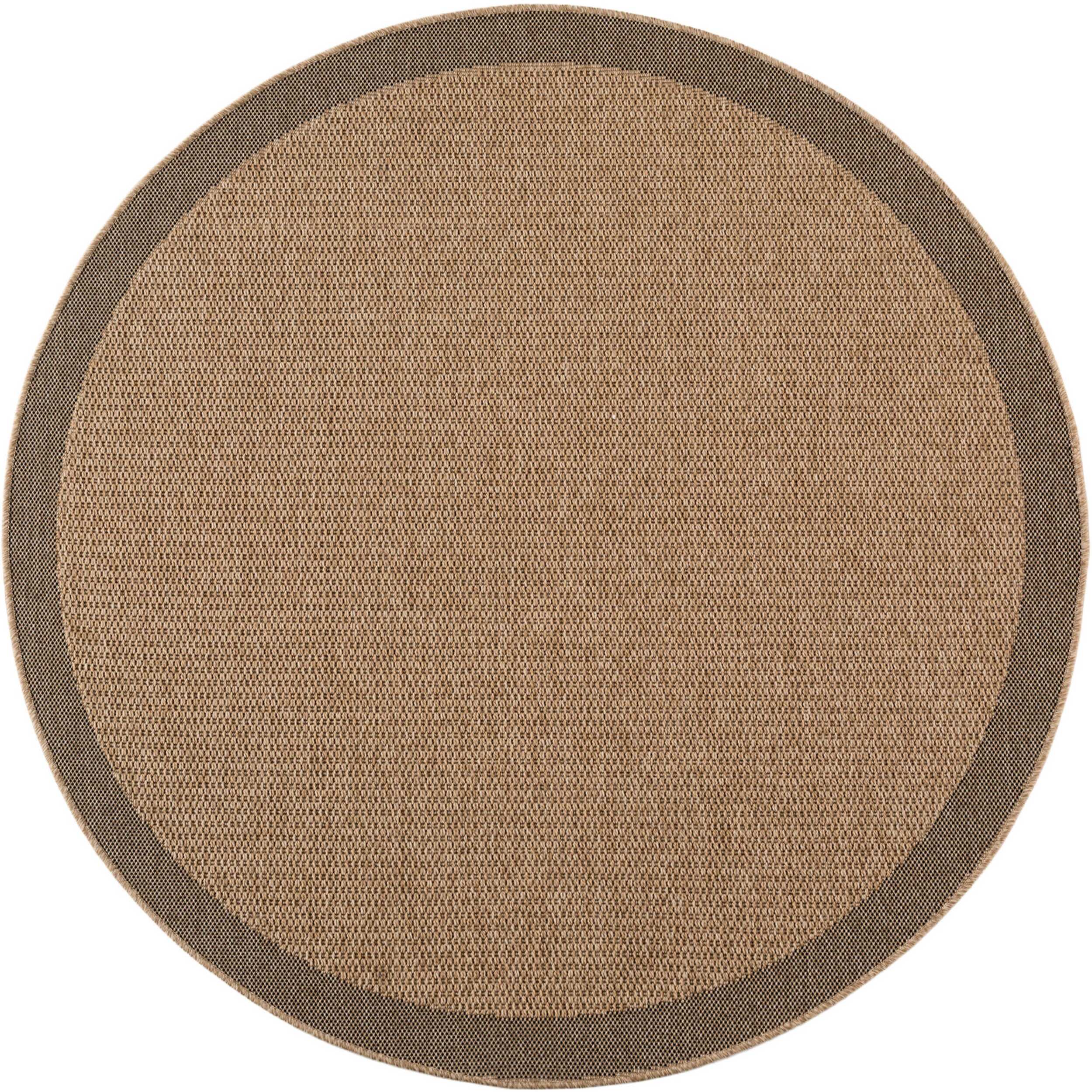 TIMBER - Tapis rond intérieur/extérieur beige effet jute à motif cadre