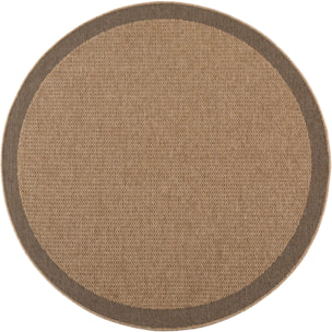 TIMBER - Tapis rond intérieur/extérieur beige effet jute à motif cadre