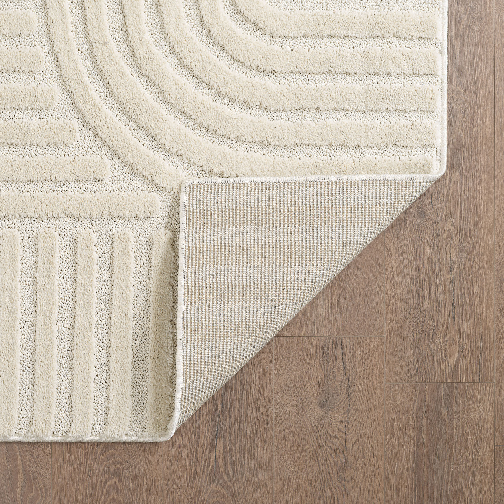 TURIN - Tapis moderne à motif géométrique en relief Creme