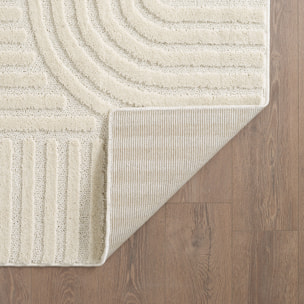 TURIN - Tapis moderne à motif géométrique en relief Creme