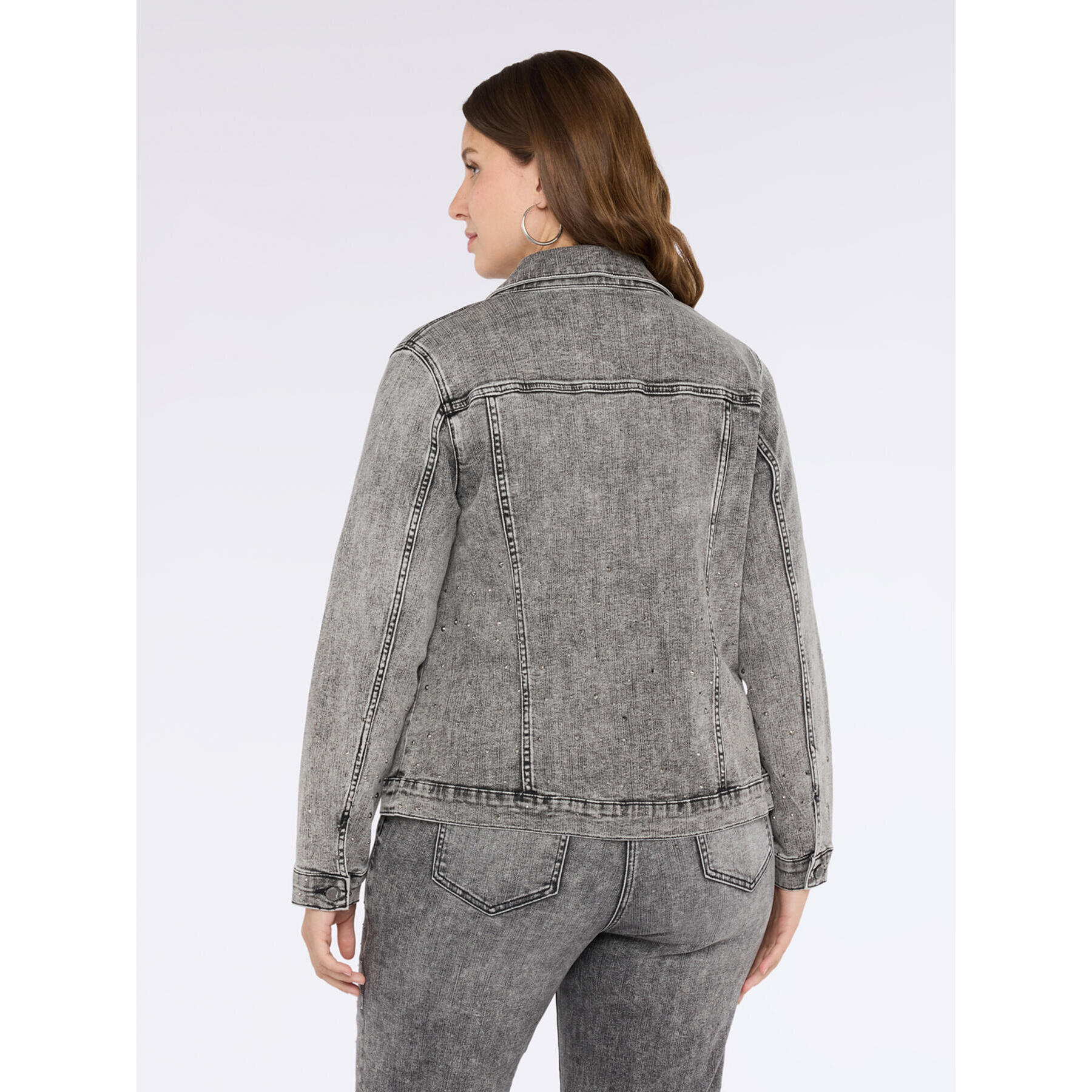 Fiorella Rubino - Chaqueta de mezclilla con detalles brillantes - Gris