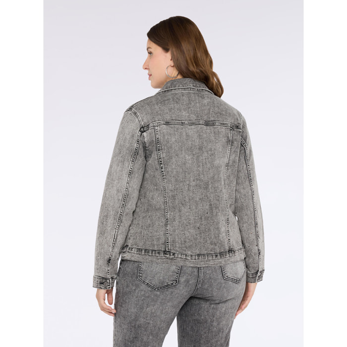 Fiorella Rubino - Chaqueta de mezclilla con detalles brillantes - Gris