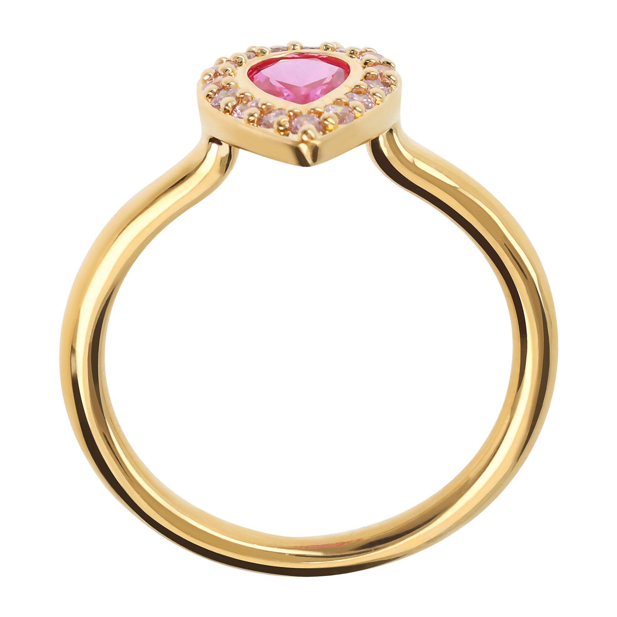 Anello Solitario Golden con Goccia in Cubic Zirconia Rosa
