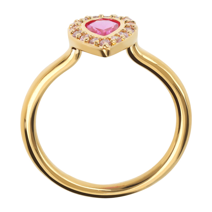 Anello Solitario Golden con Goccia in Cubic Zirconia Rosa