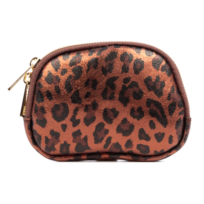 Baratili portafoglio organizzatore donna. Pelle scamosciata autentica con stampa animale leopardata lucida.