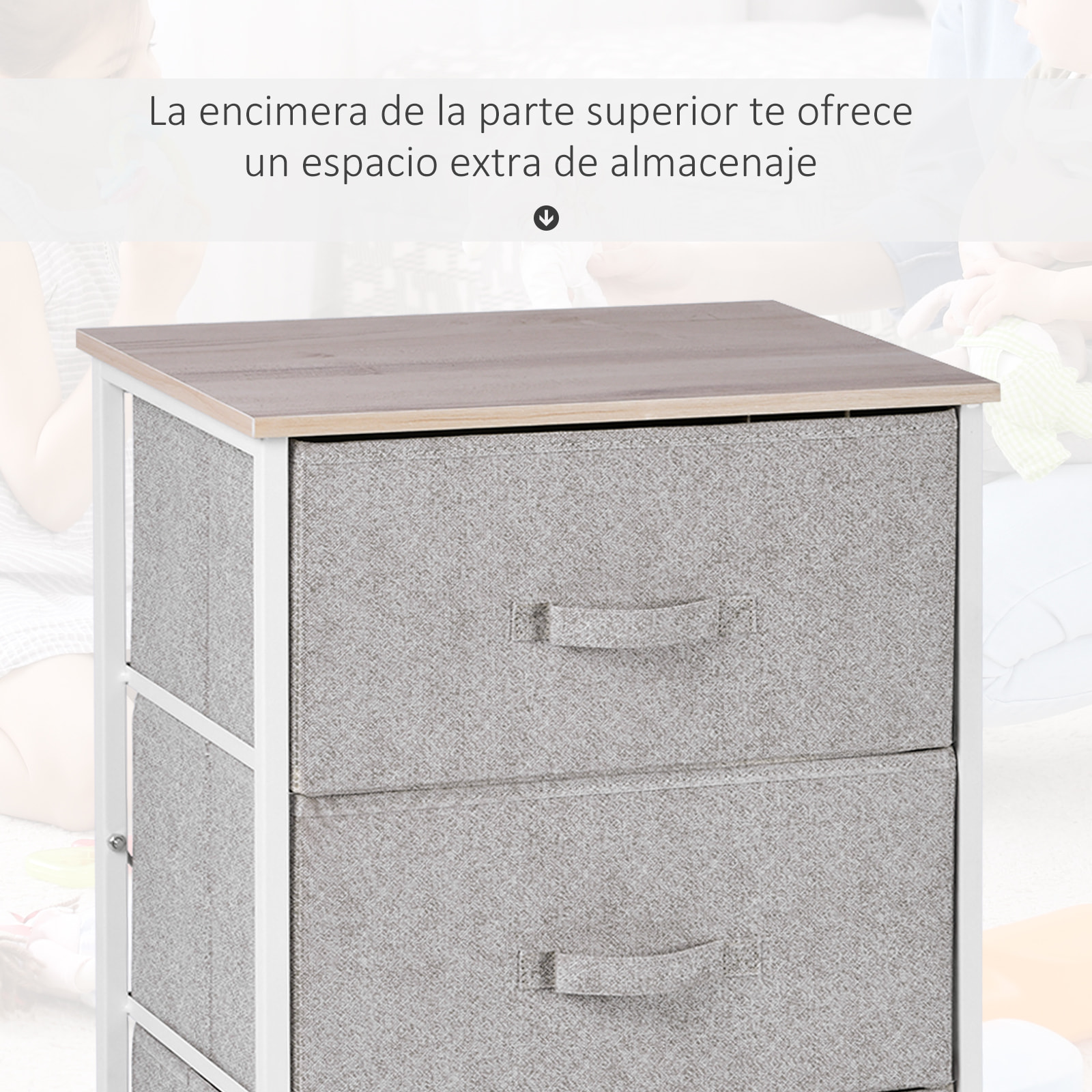 Cajonera Organizador con 4 Cajones 45x30x92cm Multicolor