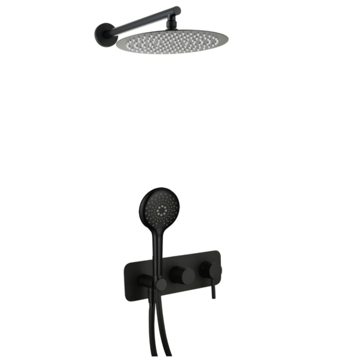 Colonne de douche mécanique encastré PAINI Cox epoxy Noir mat + douchette 3 jets + corps encastré