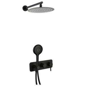 Colonne de douche mécanique encastré PAINI Cox epoxy Noir mat + douchette 3 jets + corps encastré