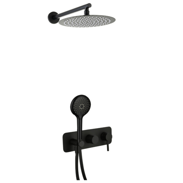 Colonne de douche mécanique encastré PAINI Cox epoxy Noir mat + douchette 3 jets + corps encastré