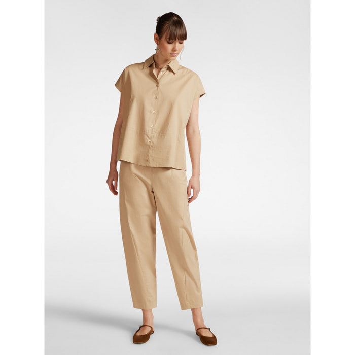 Elena Mirò - Pantaloni balloon in cotone stretch - Beige