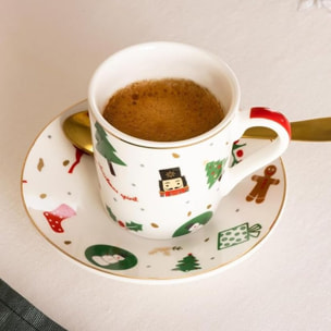 Set da caffè 6 pezzi Fantasia del Natale in porcellana