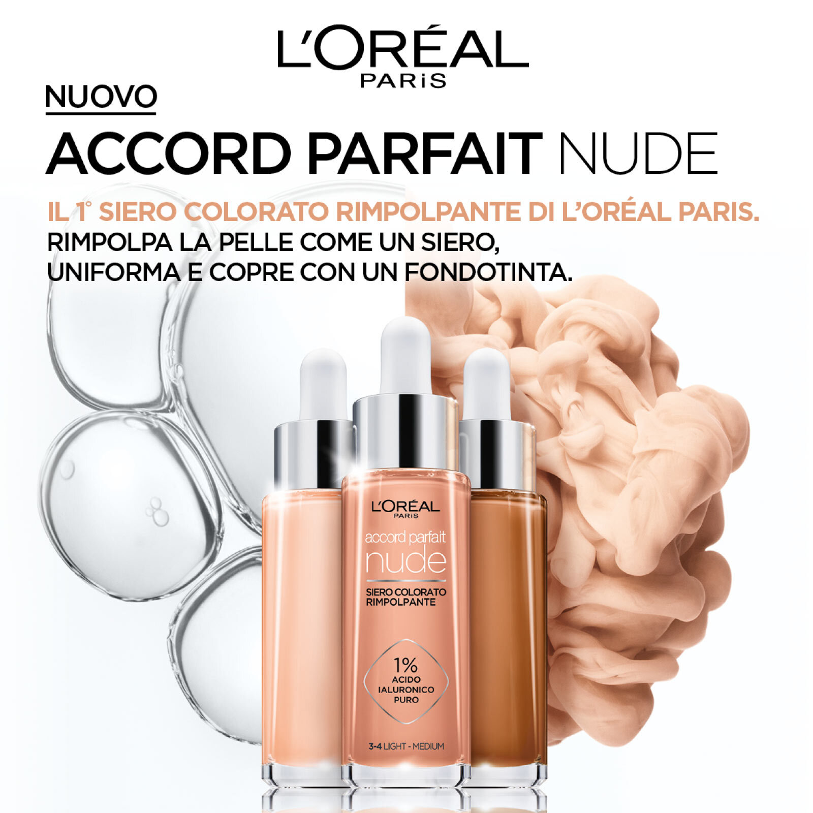 Siero Colorato Rimpolpante 4-5 Medium Accord Parfait Nude con Acido Ialuronico
