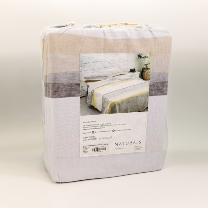 Naturals - Juego de Sábanas - Incluye 1 o 2 Fundas de Almohada + 1 Sábana Bajera - Franela - 100% Algodón - Nube