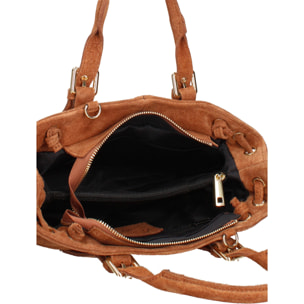 Borsa a mano da donna Made in Italy - Modello Elara Nova - Pelle scamosciata - 14.0 x 8.0 x 25.0 cm