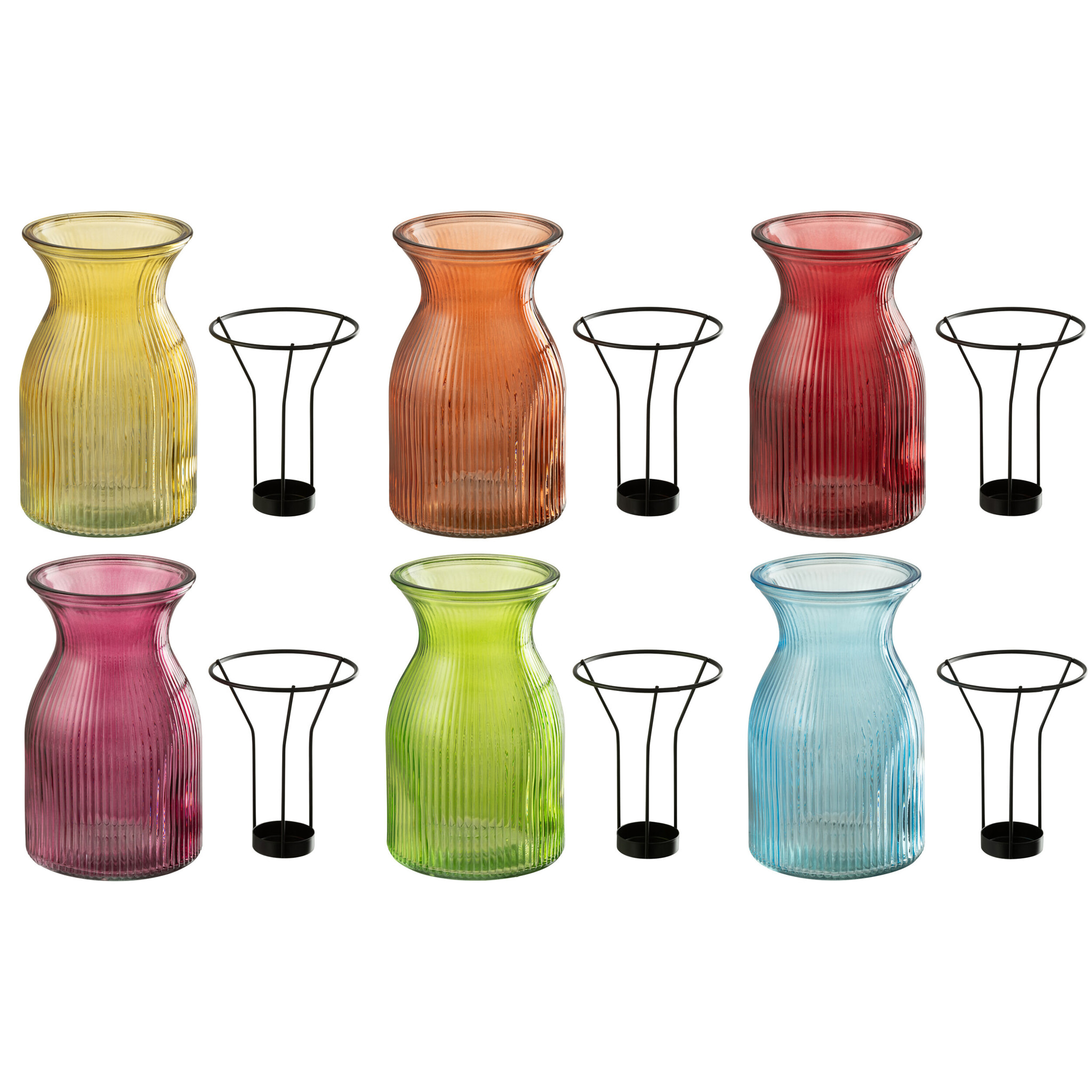 J-Line plateau bougeoir Popa - verre - mix - 6 pièces