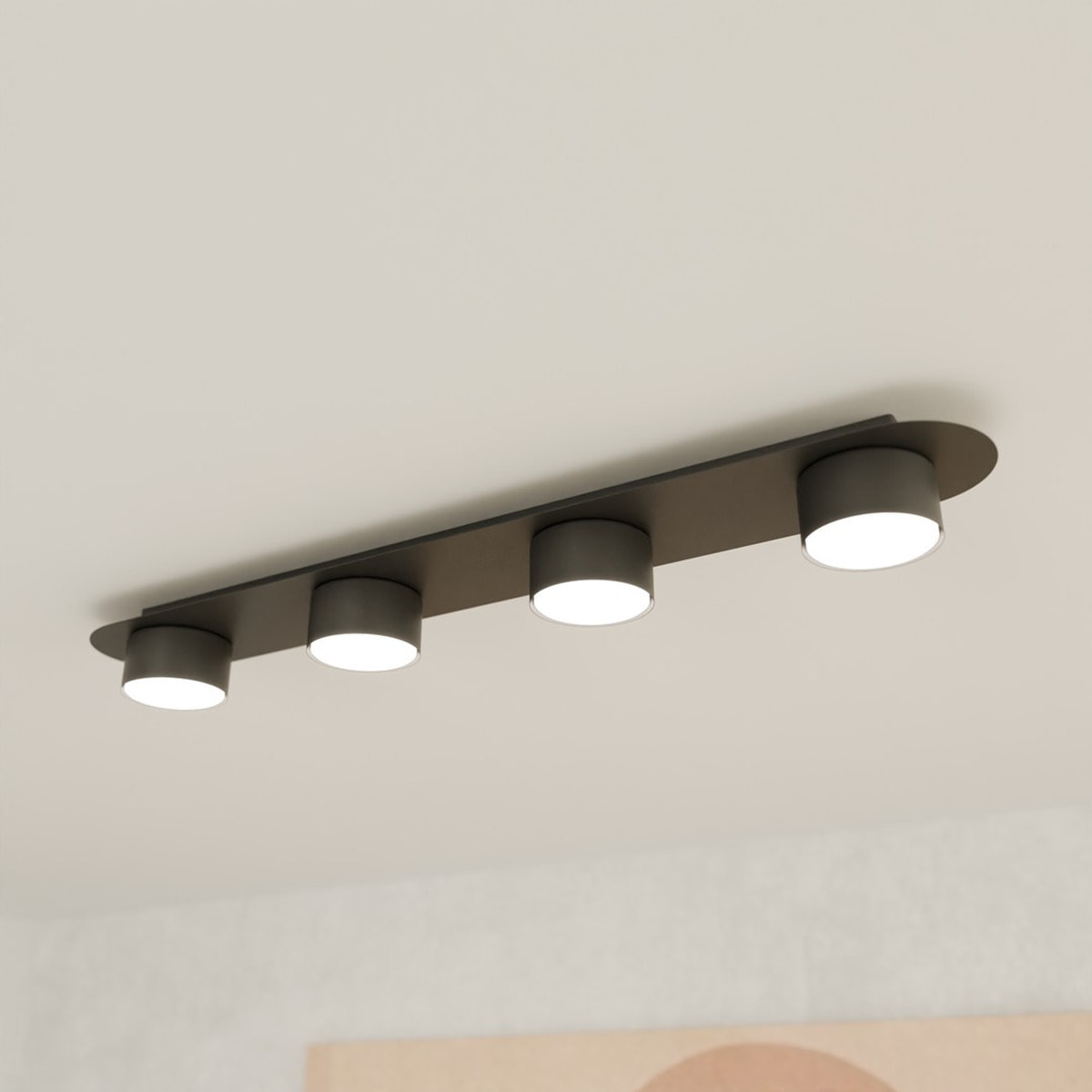Lampada da soffitto Diaz in acciaio nero opaco