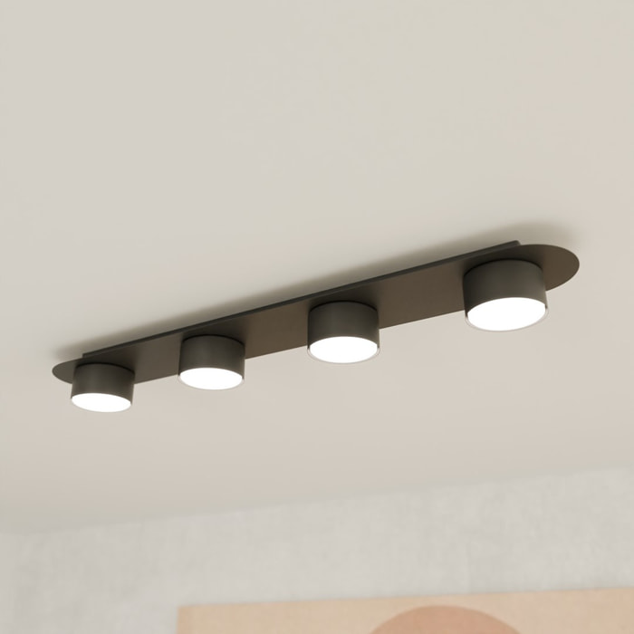 Lampada da soffitto Diaz in acciaio nero opaco