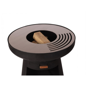 Barbecue rond avec plaque d'acier ronde et grille