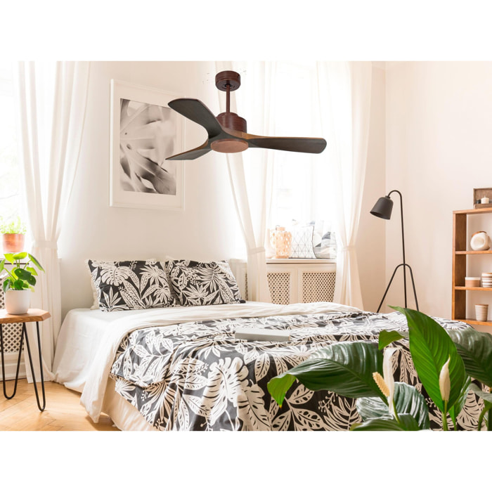 Ventilateur de plafond ø106 cm avec Wifi Réversible Hypersilence 40   W Marron