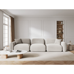 Canapé modulable "Lucien" 4 places en velours beige clair