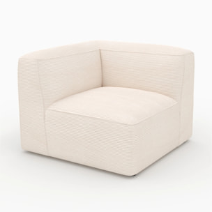 Angle gauche pour canapé modulable en velours blanc cassé - Mina
