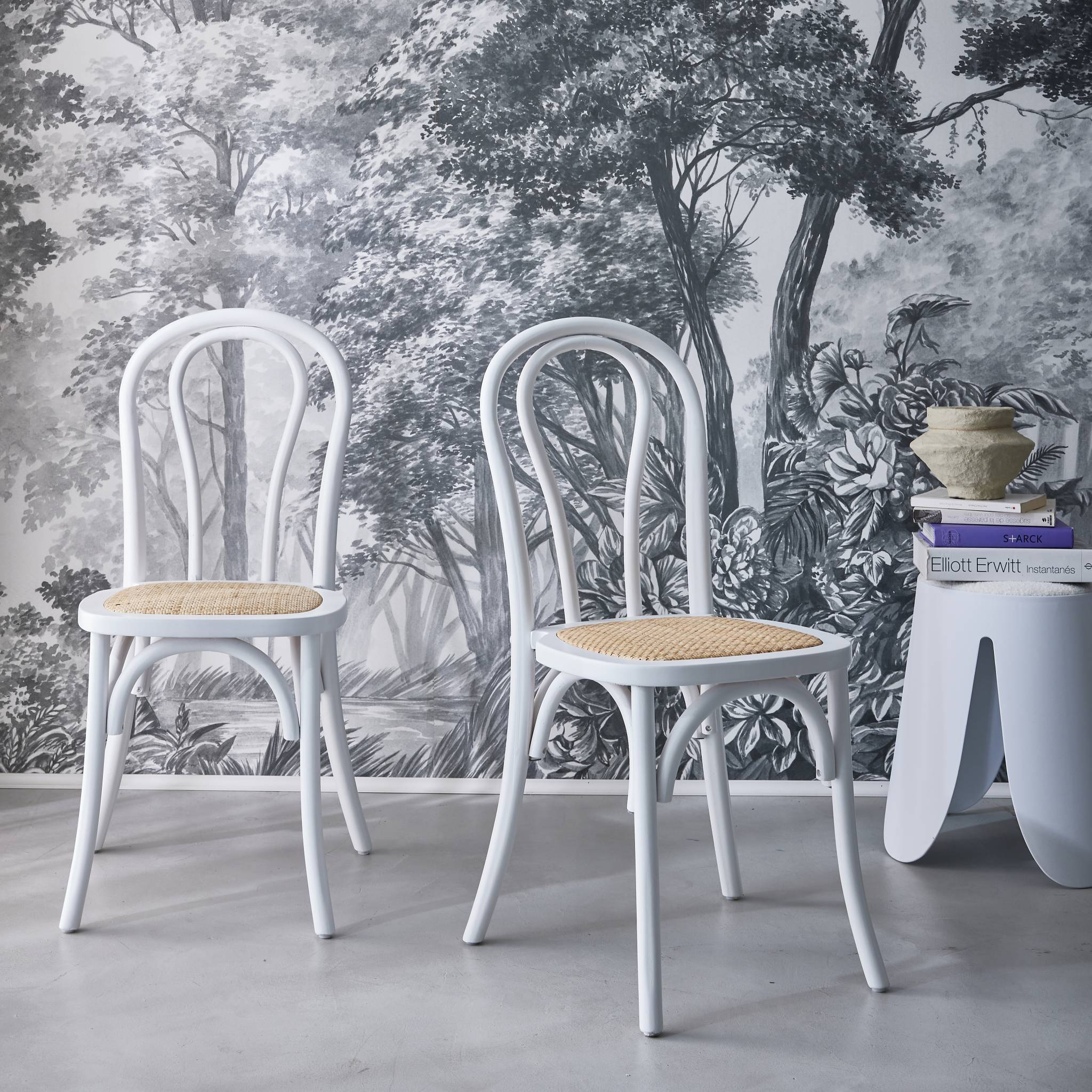 Chaise vintage bois et rotin (lot de 2) BASTILLE