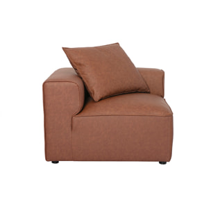 Module d'angle gauche pour canapé en cuir marron FERGUS