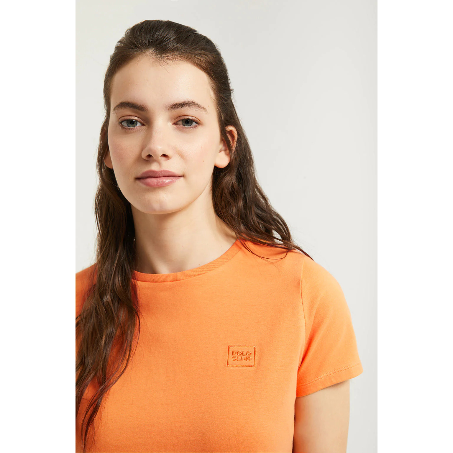 Camiseta básica naranja de manga corta con logo Polo Club