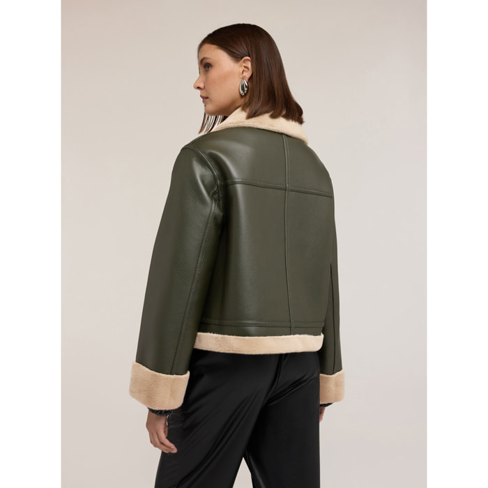 Motivi - Giubbotto effetto shearling con bottoni - Verde