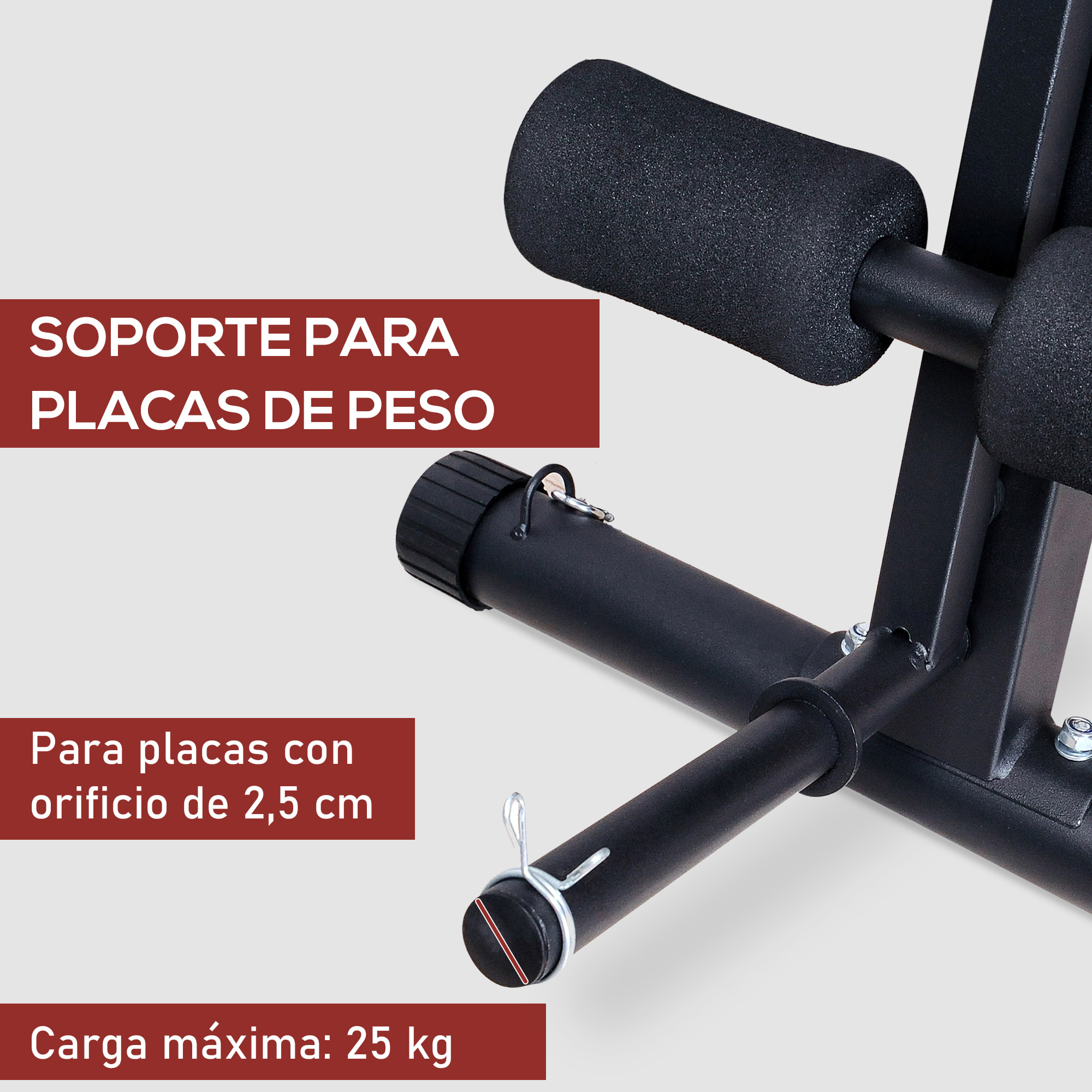 Banco de Musculación Plegable, Banco de Pesas, Respaldo Inclinable de 7 Niveles, Extensión de Pierna, Cojín de Predicador, Banda de Resistencia, para Entrenamiento Completo, Casa Gimnasio, Rojo