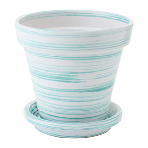 J-Line Cache-pot - céramique - vert menthe/blanc - medium
