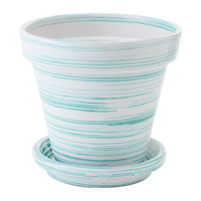 J-Line Cache-pot - céramique - vert menthe/blanc - medium