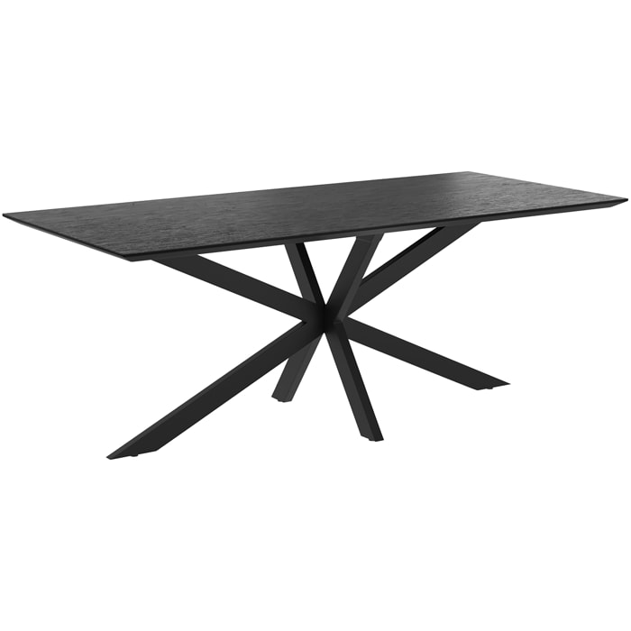 Table rectangulaire 8 personnes en bois de teck recyclé noir 220 cm - Marvel