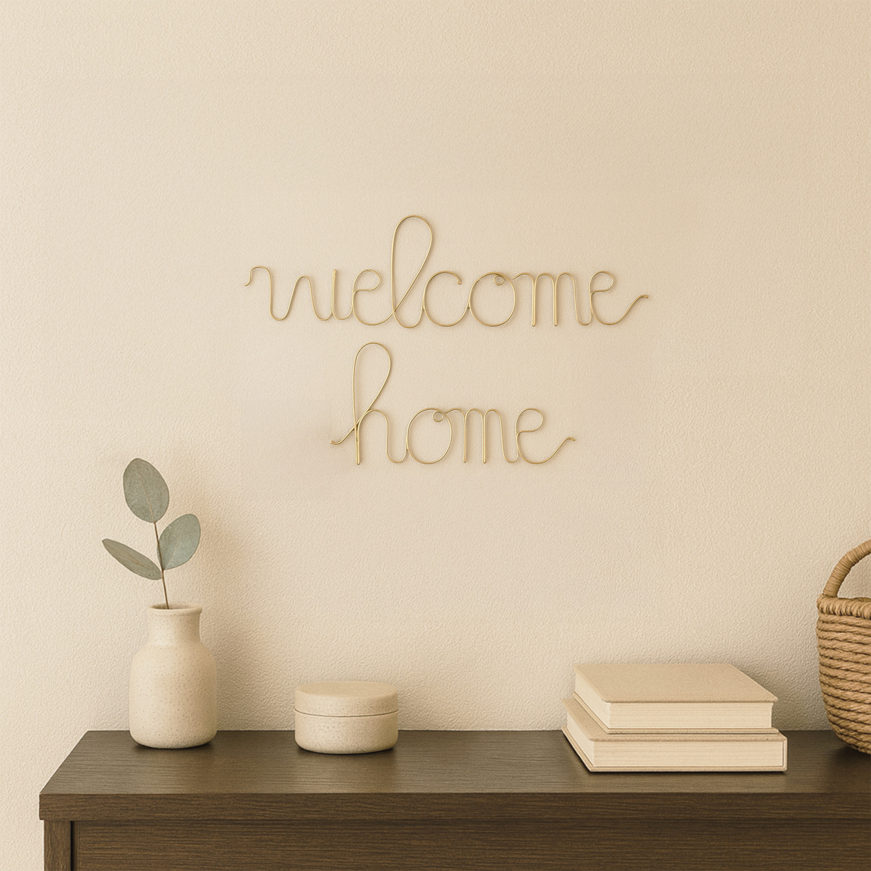 Mot fil de laiton 'WELCOME HOME' - Doré Vieilli