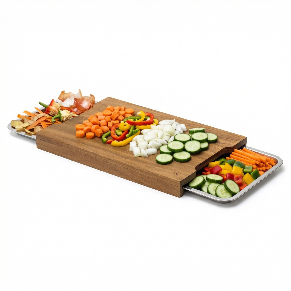 Léonie - Planche à découper rectangulaire 42 x 28 x 4 cm avec 2 tiroirs