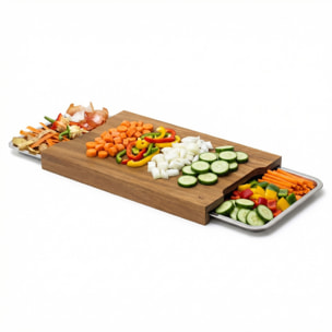 Léonie - Planche à découper rectangulaire 42 x 28 x 4 cm avec 2 tiroirs