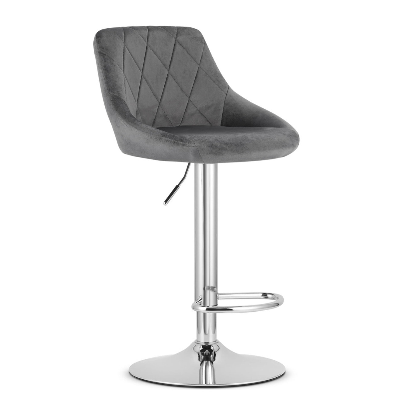 Sgabello da bar girevole OSKAR KAST velluto grigio con base cromata