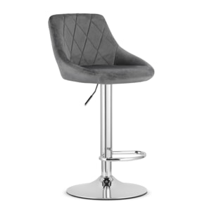 Sgabello da bar girevole OSKAR KAST velluto grigio con base cromata