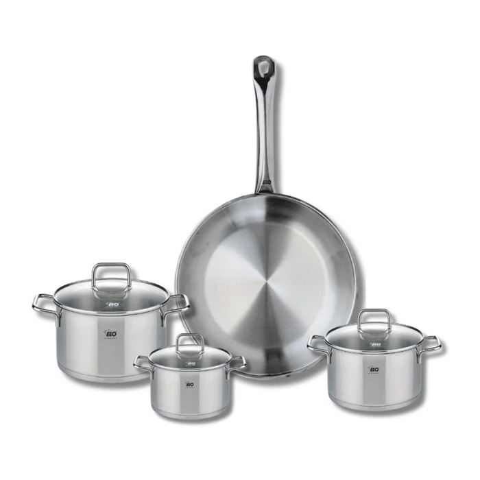 Ensemble de 1 Poêle de cuisson 28 cm et 3 faitouts 12, 14 et 16 cm Elo Profi Citrin