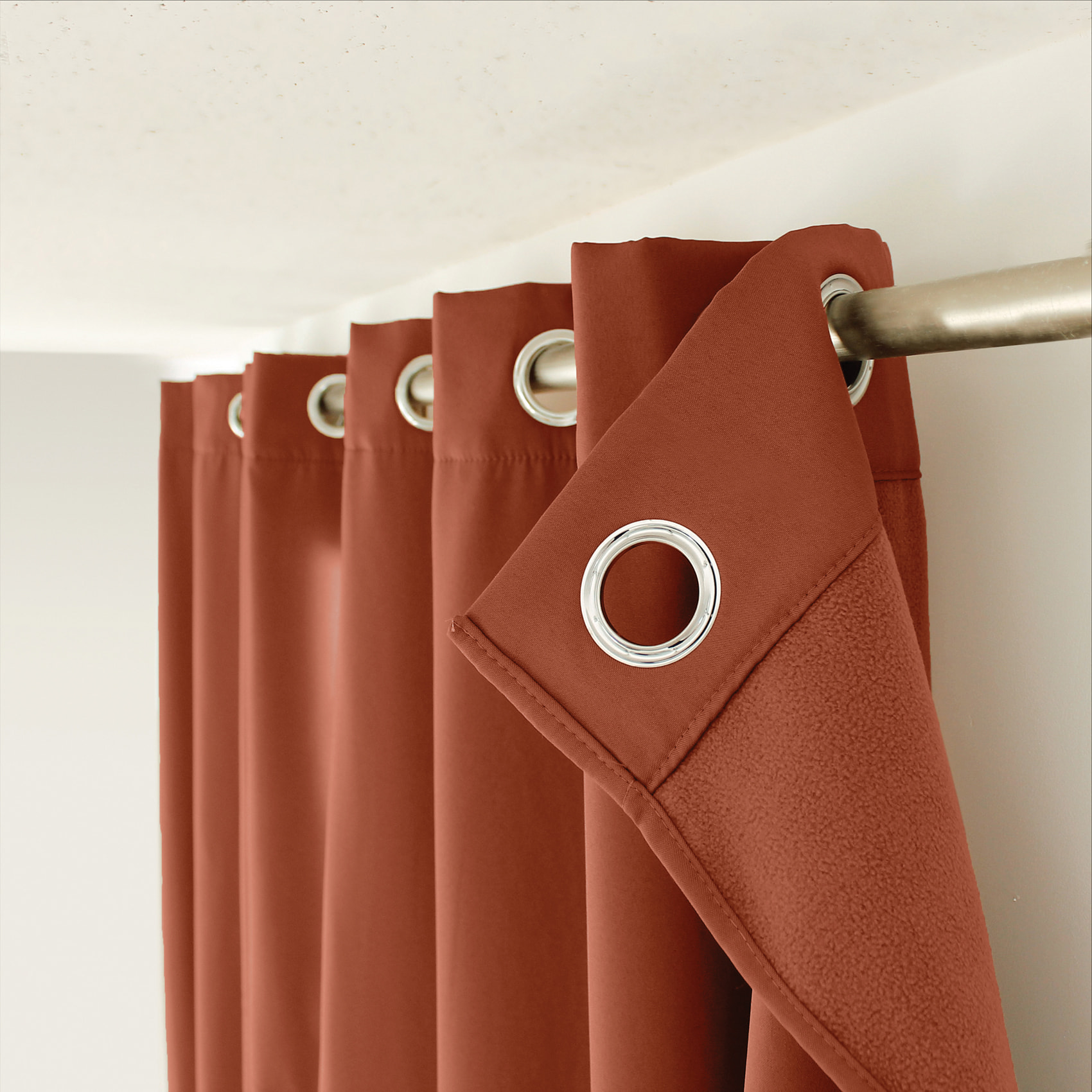 Rideau thermique en microfibre doublée - Terracotta