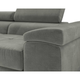 Pablo - canapé droit 2 places avec têtières ajustables - en velours - Gris