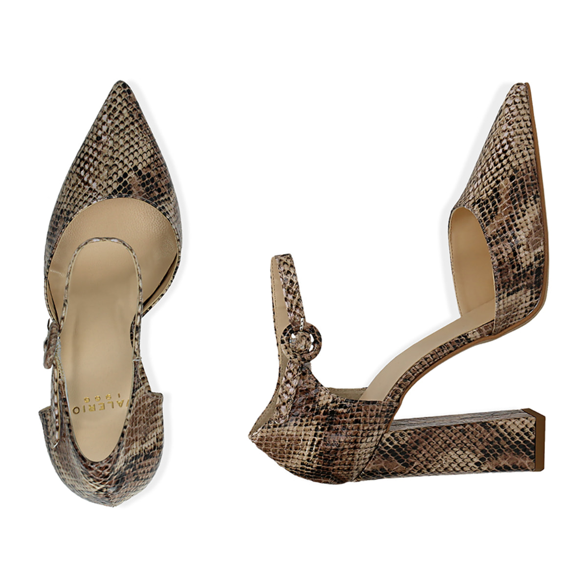 Décolleté beige in eco-pelle snake print