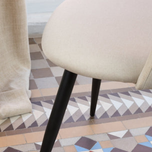 Pack de 4 chaises -tissu et bois. pieds métalliques-couleur beige 48 x 78 x 58 cm
