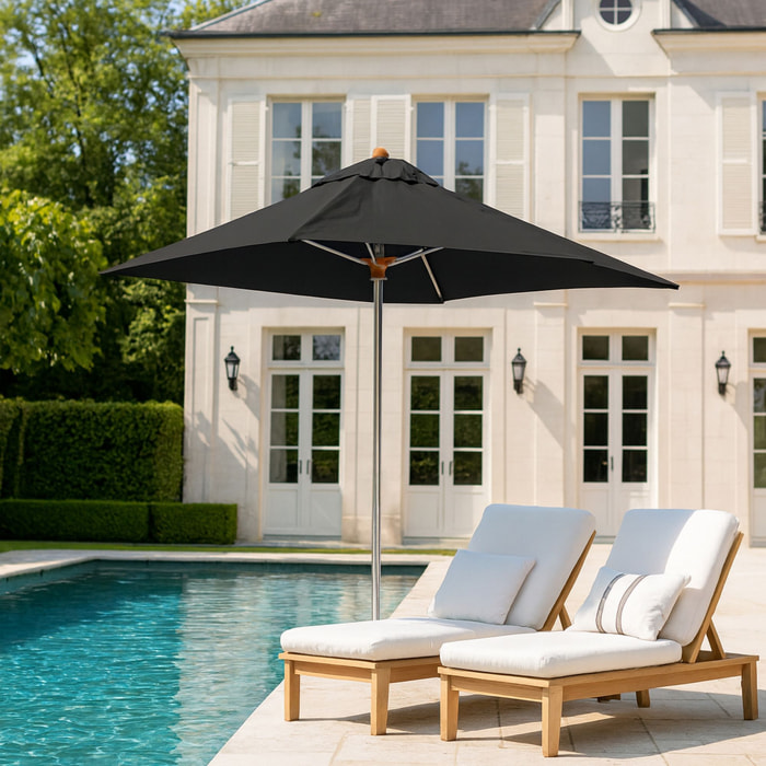 Parasol en aluminium et toile noire 200cm COMETE